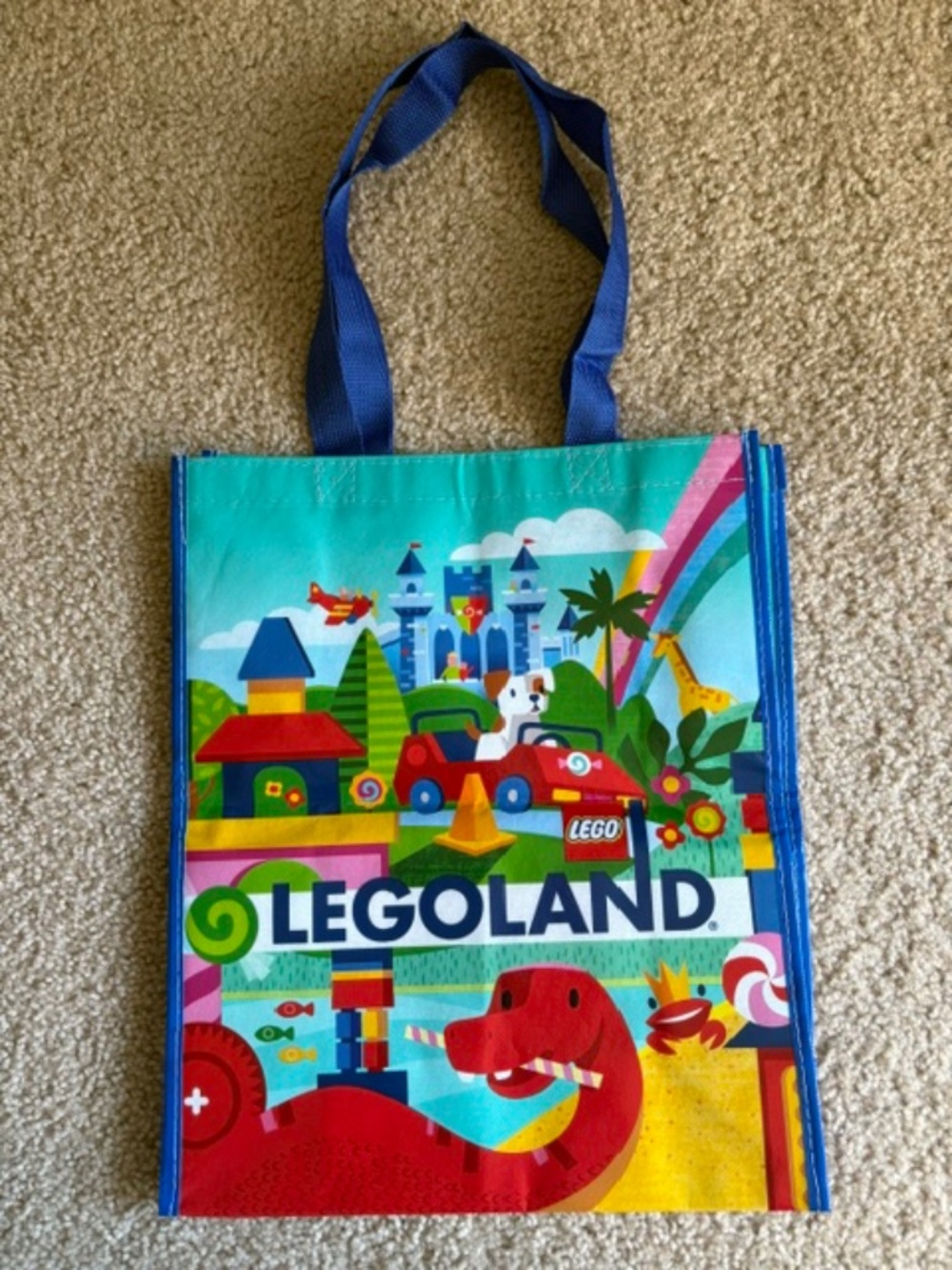 Legoland Resort Reusable Tote Bag Dragon Castle Dog Car Design
